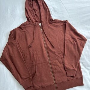 Oversized Brown Zip-Up Hoodie